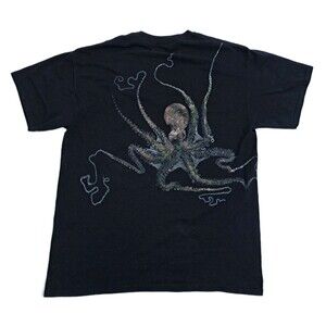 Gyotaku Octopus Fish Print Painted Tshirt Men's Large Nautical Beach Ocean Sea